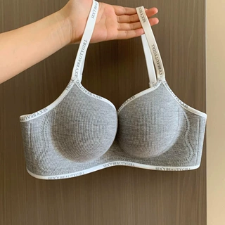 漫画胸飞机场内衣女聚拢小胸平胸专用显大承托防下垂美背字母文胸