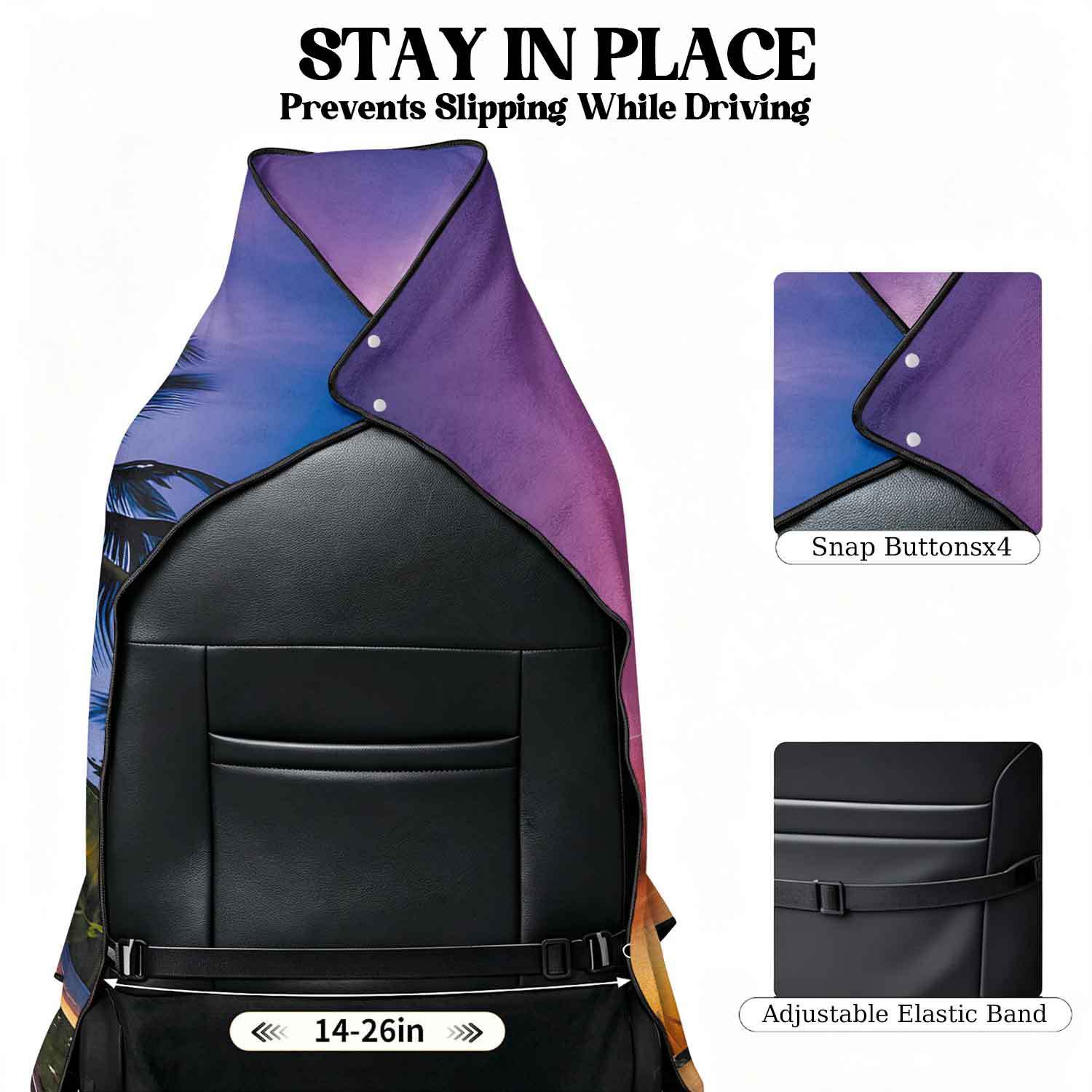 Printed bath towel and car seat cover 2-in-1, ultra-fine fiber outdoor beach and car dual-use universal seat cushion