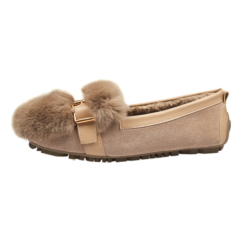 2023 invierno nuevos zapatos de felpa plana forrada de lana tods de moda todo juego más tamaño zapatos de mujer Otoño e Invierno 41-43