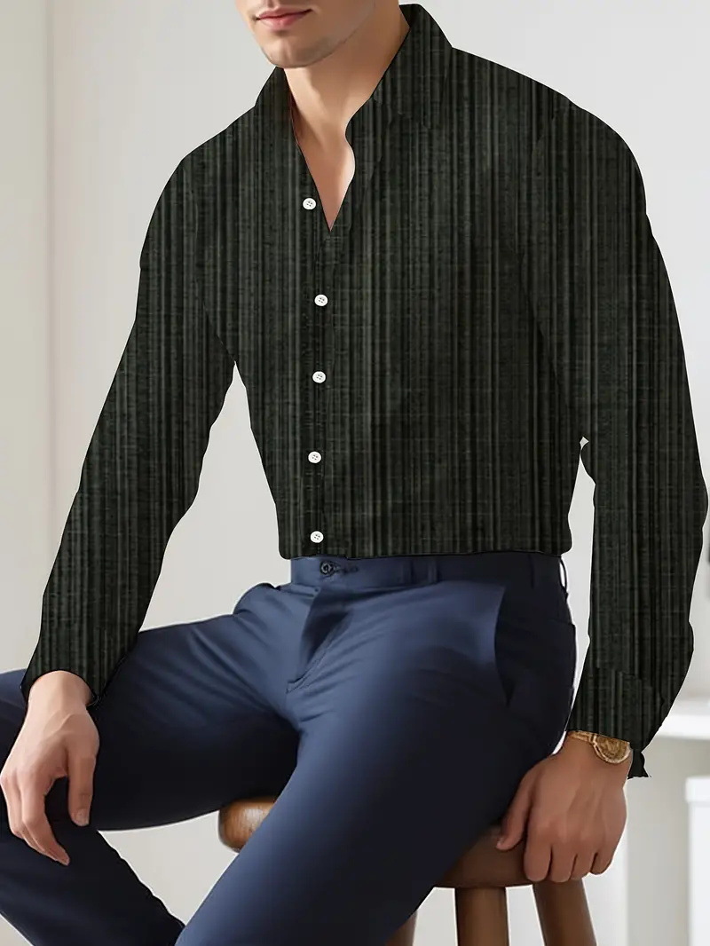 Camisa de manga larga para hombre de otoño europeo y americano, sentido de diseño, rayas, suelta y versátil, 2024, nuevo top MB12