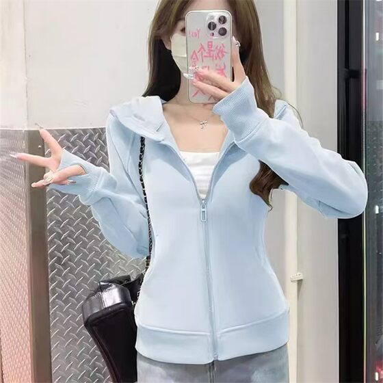 Autumn Outwear Women's New Sweatshirt Slim Hooded Short Yoga Wear Waist Cardigan Sports Suit Wear Top