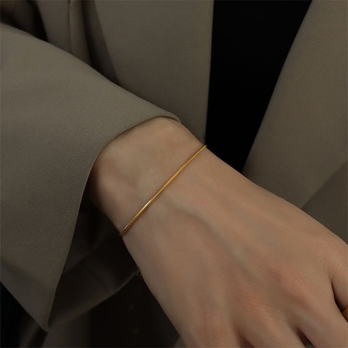 emanco Korean style round snake chain stainless steel bracelet men's trendy men's gold-plated women's personalized fine versatile bracelet