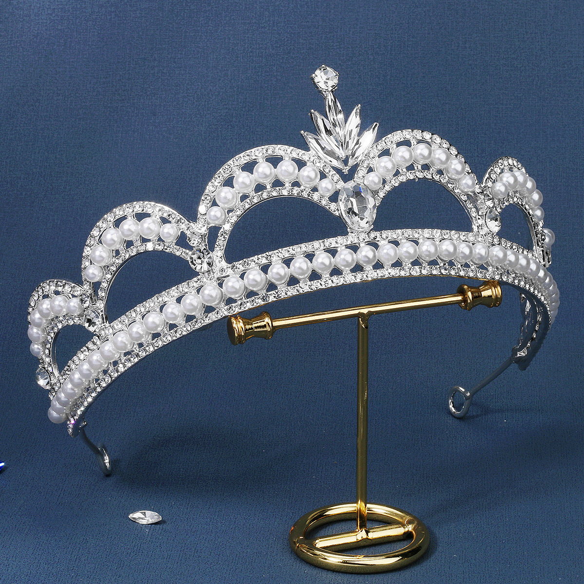 Retro Waves Alloy Inlay Artificial Pearls Rhinestones 1 Piece