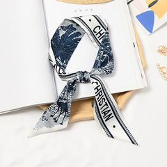 ins 小絲巾女春秋韓國百搭細窄長條領巾圍巾腰帶飄帶包包裝飾絲帶