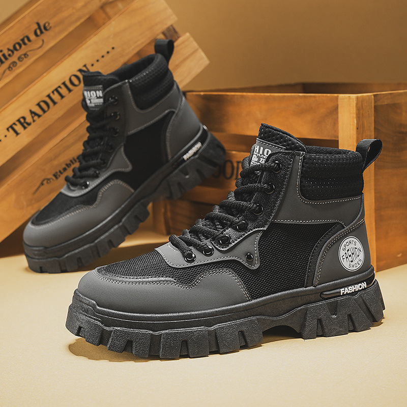 Botas Martin de Trabajo para Hombre de Cuero PU y Suela de Caucho Antideslizantes