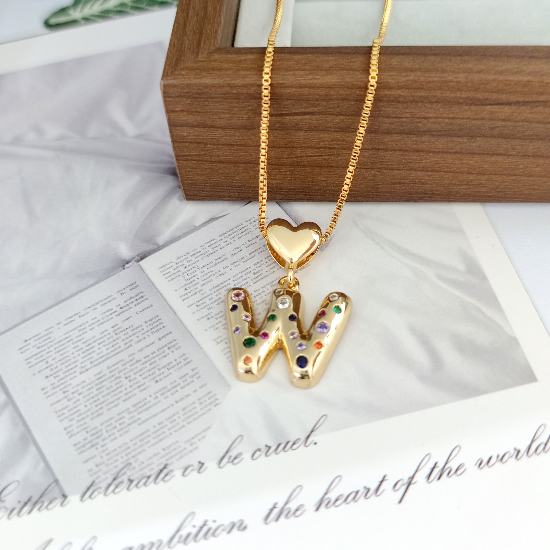 12g Weight Copper Pendant Material Zircon Inlay Material Pendant Necklace Classification Copper Chain Material 1 Piece Quantity Holiday, Daily Occasion Copper Material Letter, Heart Shape Pattern Women's Gender Inlay Design Simple Style Style Copper Inlay Letter Heart Shape Zircon Pendant Necklace 25