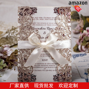 European-style Laser Hollow Invitation Amazon Hot Selling Invitations Wedding Banquet Invitation Glitter