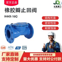 良工华电法兰橡胶瓣止回阀H44X-16Q球墨铸铁旋启式上海纪泉阀门