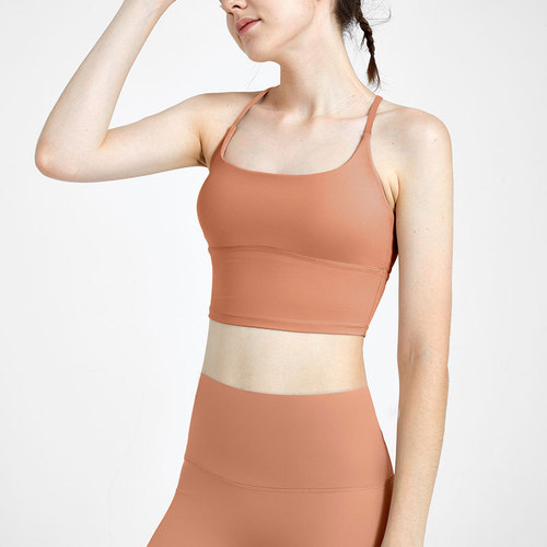 New cloud sense fitness yoga underwear solid color cross sports beauty vest nude sling removable chest pad bra