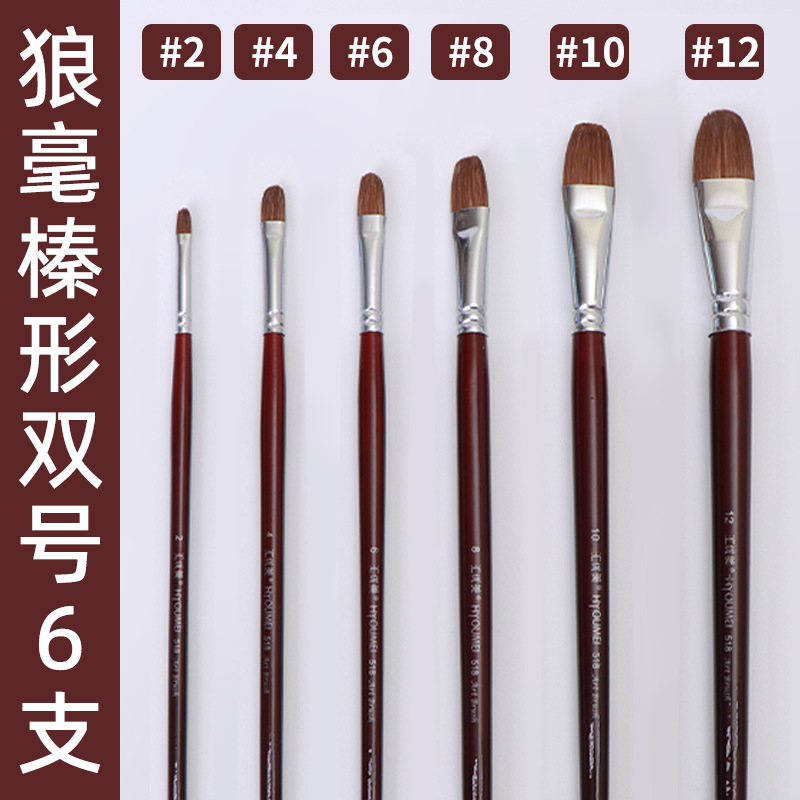 Huiyoumei Pincel Pintura al óleo Acrílico Gouache Pigmento de acuarela Lobo Hao Pincel de lana Tratamiento preferencial Pincel Montmart