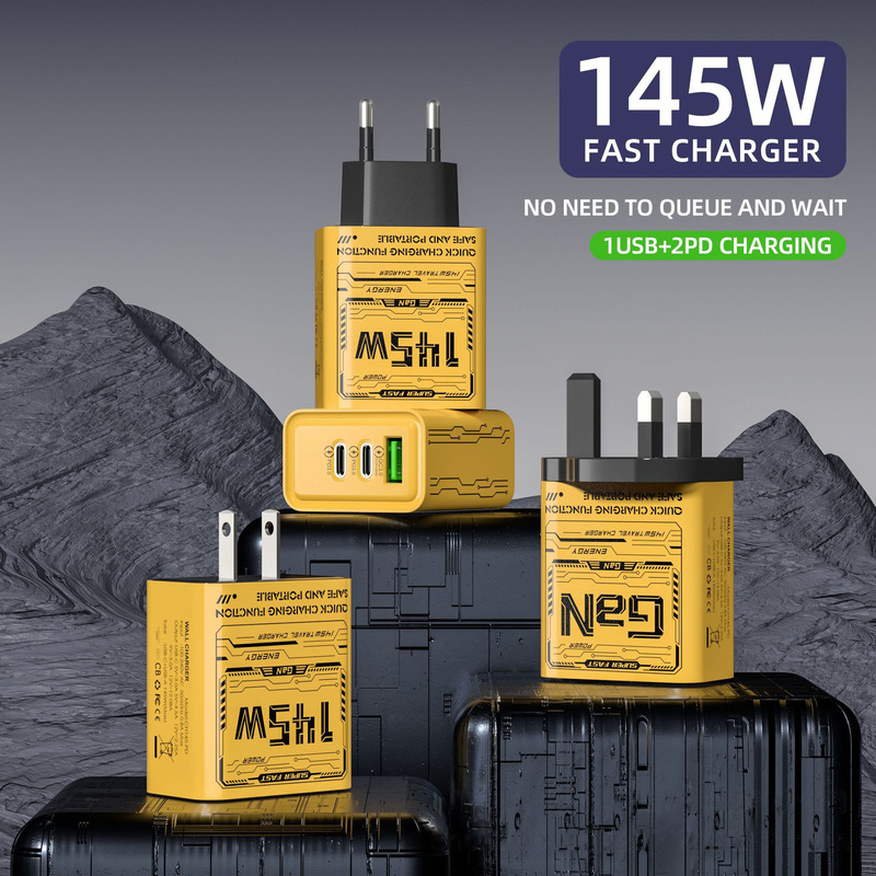 145W Mobile Phone Charger Dual Type-C + Single USB Multi-Port Pd Fast Charging Us Standard European Standard British Standard Acc Charging Head