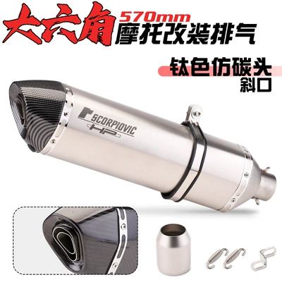 Motorcycle Modified Scorpio Exhaust Exhaust pipe - 570-titanium-beveled-imitation-carbon-head