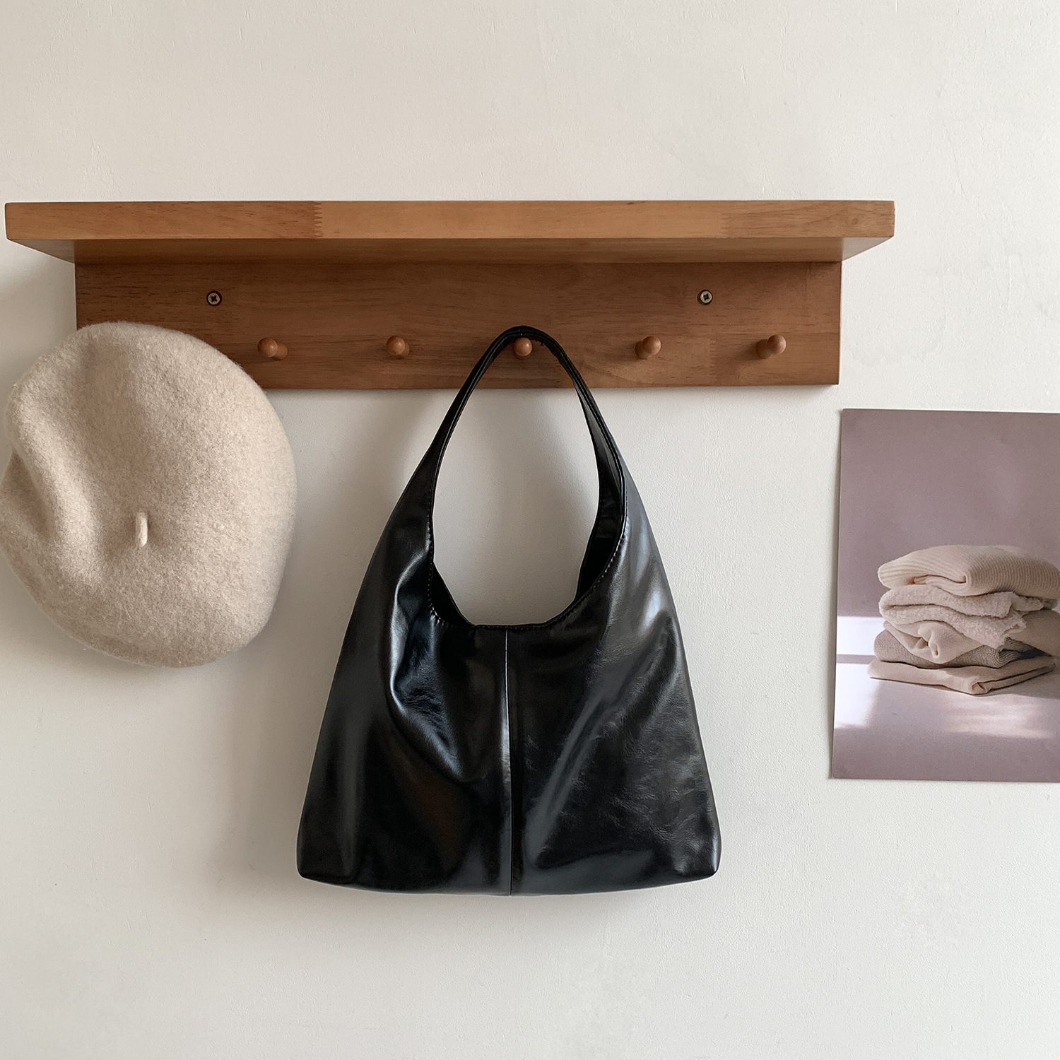 2026 New Women's Vintage Soft Leather Hobo Bag Large Capacity Handbag For Office Commuting Versatile Underarm Bag - Thumbnail 6