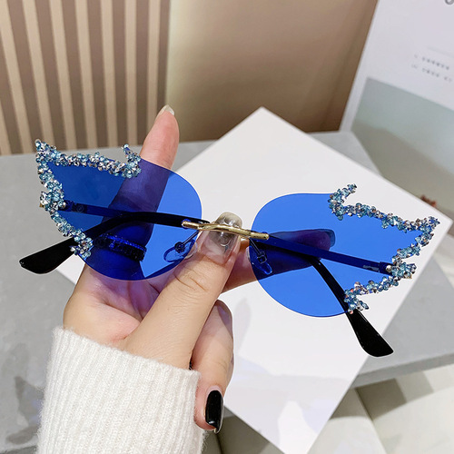 Diamond-studded Flame Sunglasses European and American Style Fashionable Halloween Party Funny Glasses