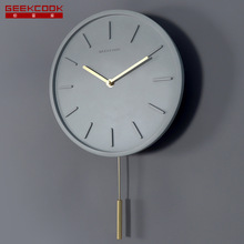 简约北欧挂钟：砼与铜 现代简约风格 水泥钟表生产批发一件代发