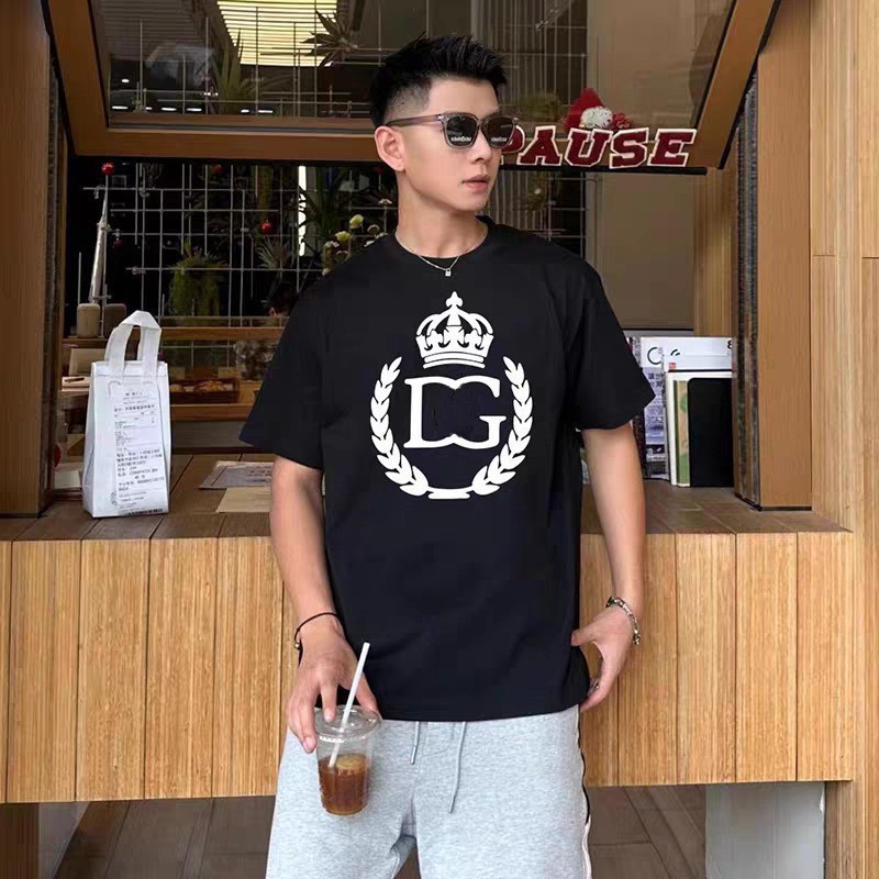 D Dujia G 夏新作人気プリントヨーロッパ通気性ラウンドネックカジュアル万能トレンドブランドトップス Tシャツ半袖メンズ|undefined