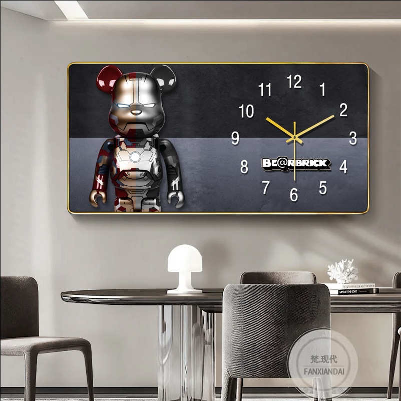 Factory Direct Sales Cross-Border Amazon Horizontal Rectangular Wall Clock Living Room Clock Home Wall Clock Wall Clock