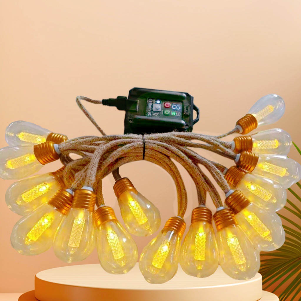 Camping al aire libre cadena de lámpara impermeable cable de cânhamo lámpara LED de lámpara