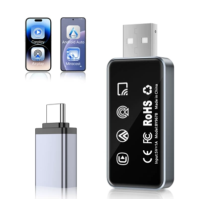 5-in-1 Wired to Wireless – Simsiz CarPlay və Android Auto - 4-in-1-carplay-usb-dongle-for-screen-mirroring-gray