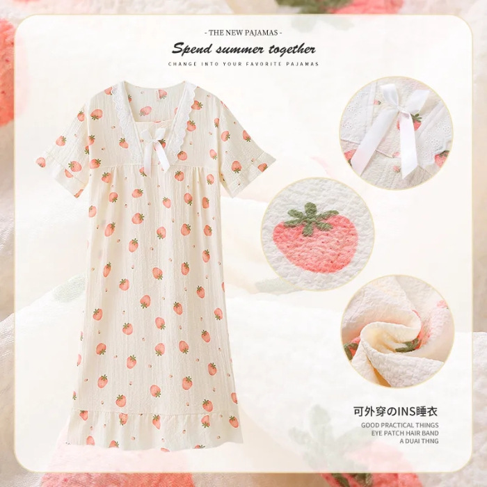 Una variedad de estilo princesa francesa de alta calidad ins estilo burbuja de algodón con volantes pijamas de las mujeres de primavera y otoño mono camisón desgaste del hogar