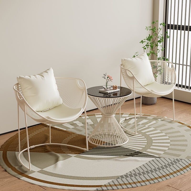 Balcony leisure luxury table and chair set, home use tea table three-piece set, trendy minimalist one-table courtyard cream combination Balcony leisure luxury table and chair set, home use tea table three-piece set, trendy minimalist one-table courtyard cream combination