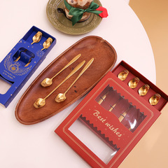 J New Creative Floral Spoon Stainless Steel Rose Spoon Dessert Stirring Spoon Coffee Spoon Mug Gift