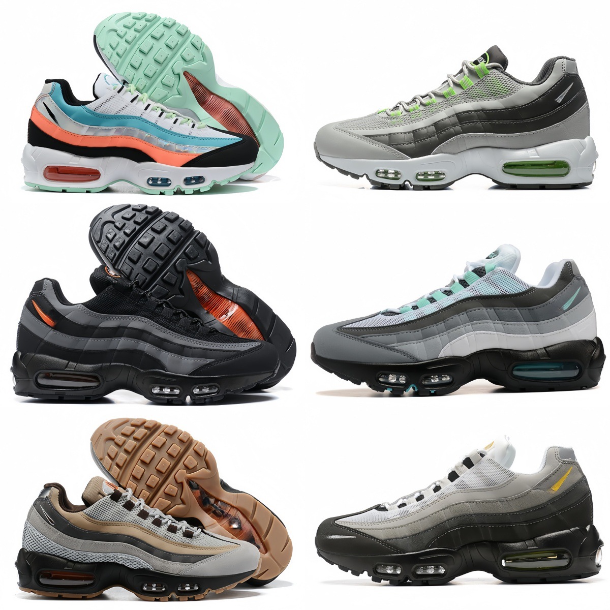 Putian Shoes Max95 공동 브랜드 충격 흡수 복고풍 에어 쿠션 남성 및 여성 신발 통기성 다목적 메쉬 학생 커플 스포츠 신발