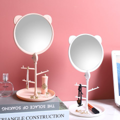 Rotatable cartoon cat ear student dormitory makeup mirror desktop foldable with base beauty mirror