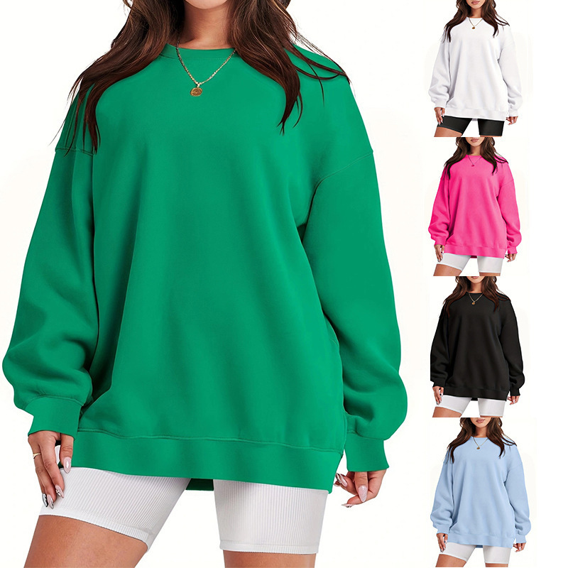 2025 Amazon Women's Clothing European and American Cross-Border Women's Oversized Loose Sweatshirt Long Sleeve Round Neck Pullover Top