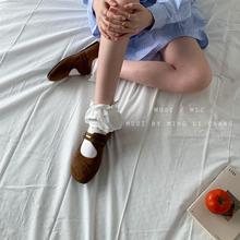 2025复古森系文艺风绒面玛丽珍鞋一字扣带浅口圆头平底芭蕾单鞋女