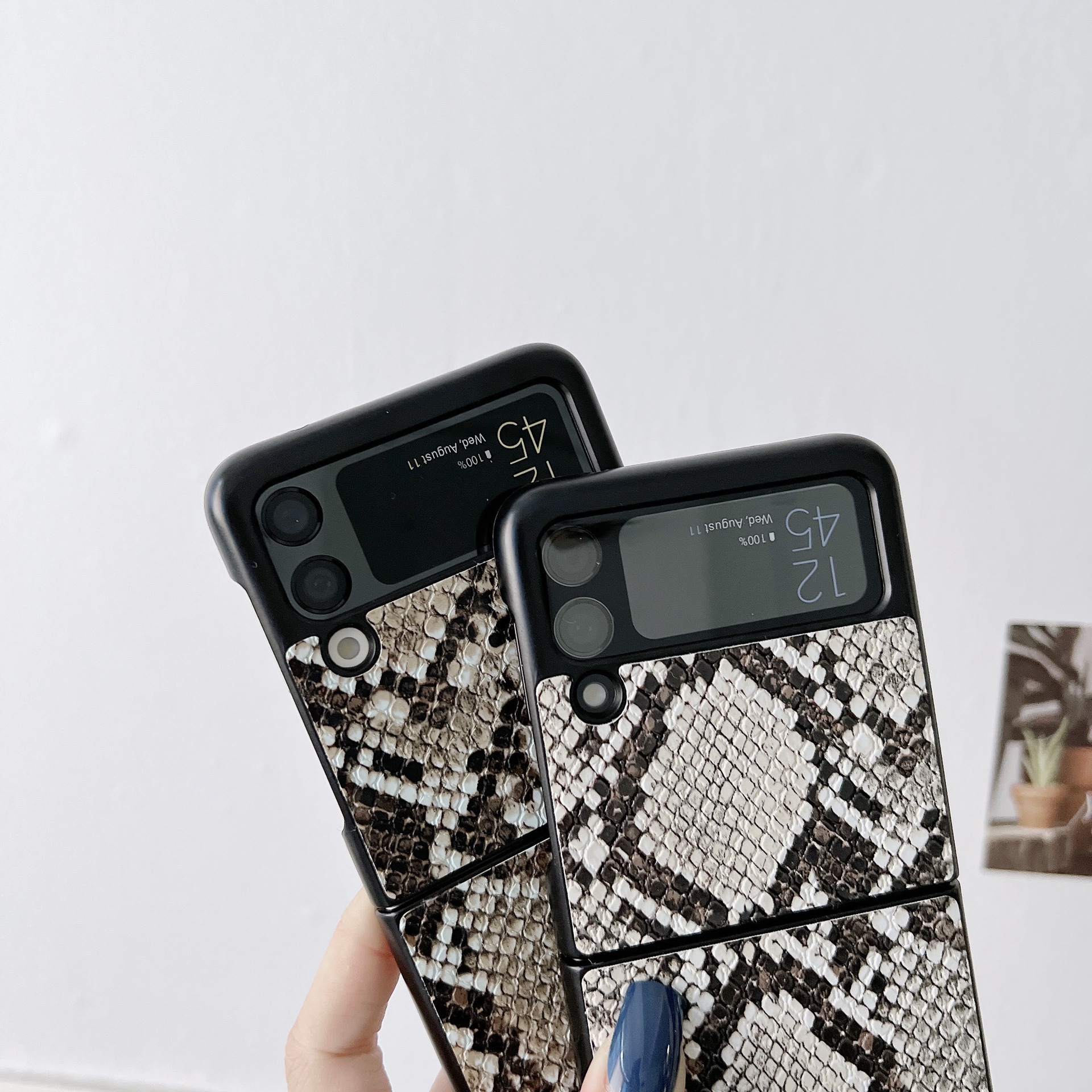 Classic Snake Pattern Hard Phone Case For Samsung Z Flip 3_voghion.com