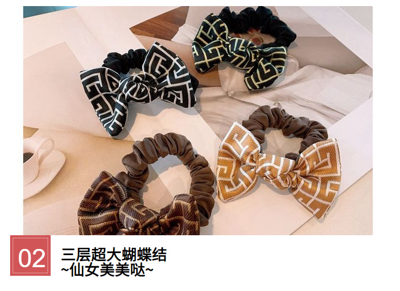 Korea Retro Printed Cute Little Bowknot Hair Scrunchies display picture 24