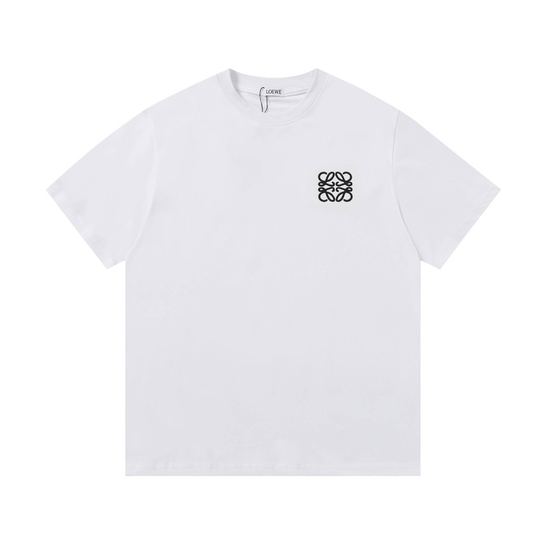 跨境25ss罗家高品质刺绣logo宽松纯棉短袖男女款圆领时尚百搭T恤|undefined