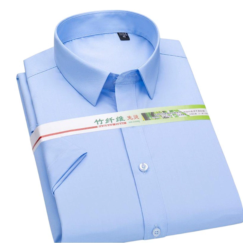 Рубашка стиля для мужчин тонкая эластичная бамбуковая клетчатка против морщин