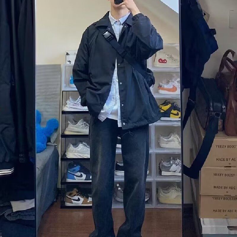 Pantalones vaqueros elásticos viejos lavados de la calle americana primavera y otoño pantalones largos de estilo vibe rectos de moda