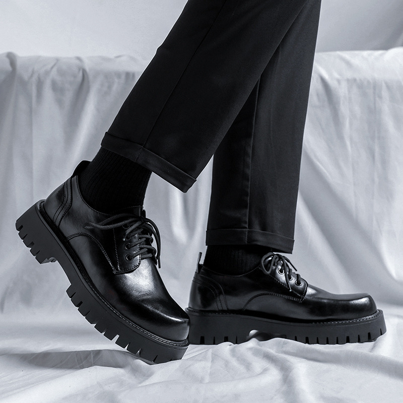 Gran Bretaña de estilo grueso de base de cuero para hombres zapatos de cuero casuales aumentados zapatos de negocios zapatos de cuero blanco para hombres