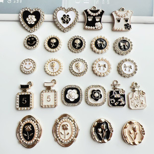Korean version of retro small fragrant style diamond rose jewelry accessories hole shoes hair clip hair grip mobile phone case material accessories