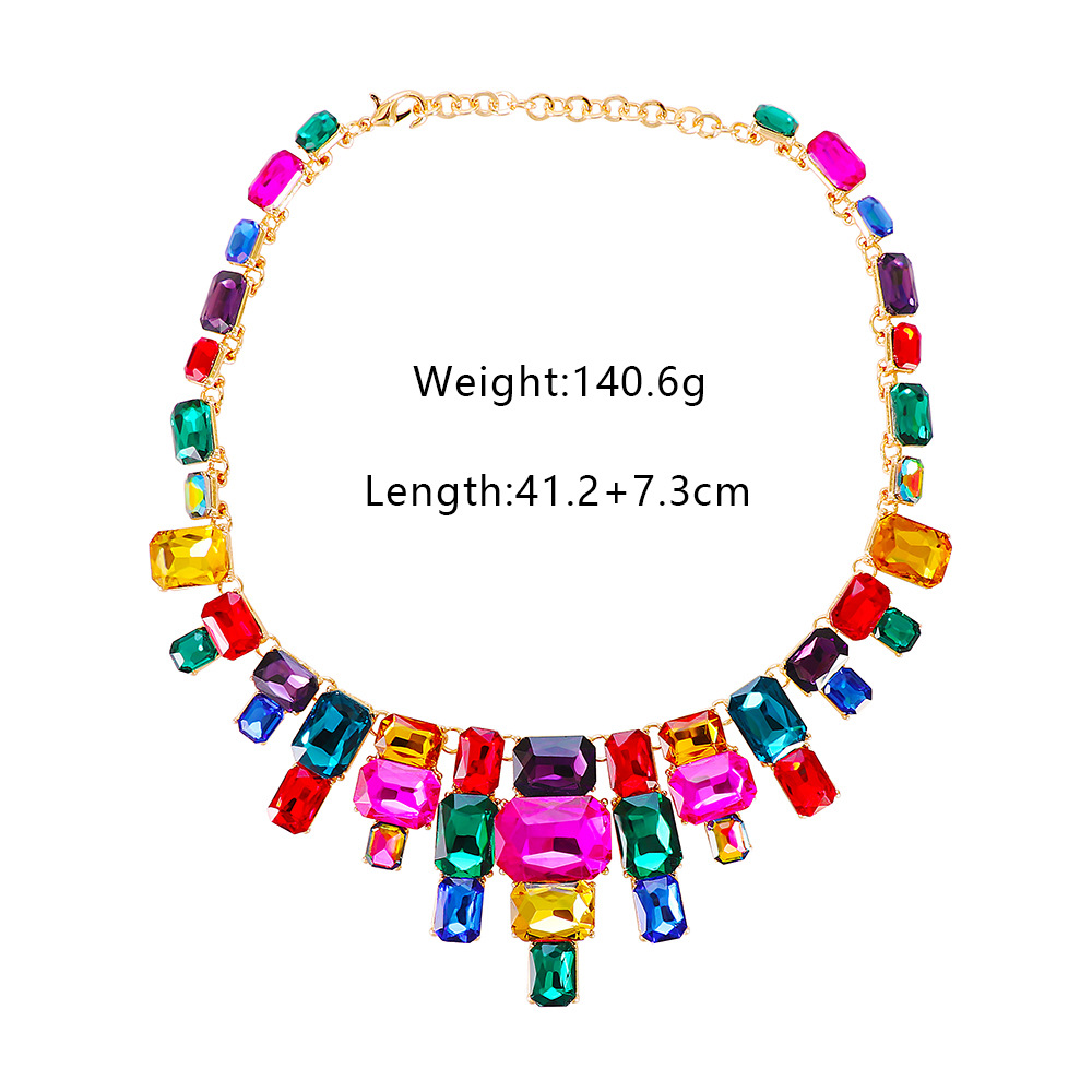 New ethnic style color rhinestone necklace