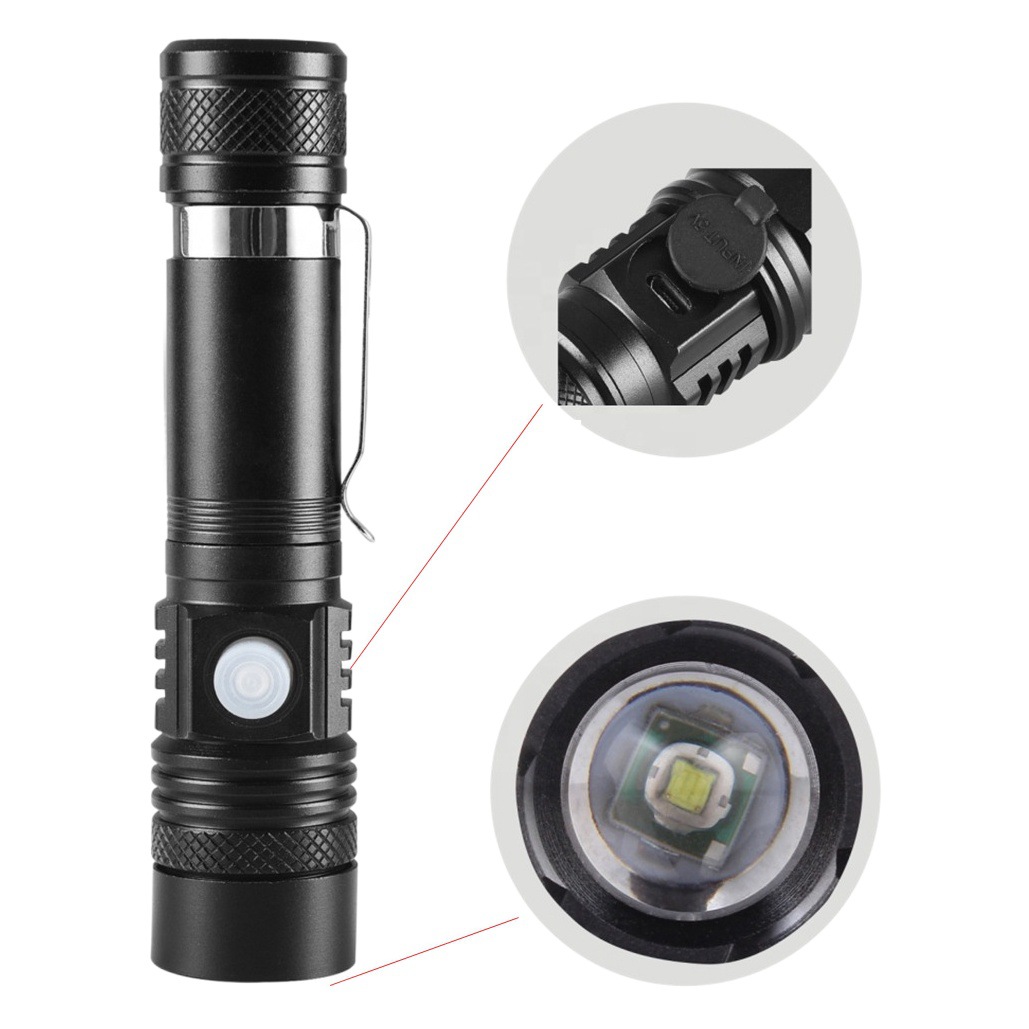 Transfronteriza nueva linterna al por mayor pequeña luz fuerte carga remota al aire libre hogar mini linterna de emergencia