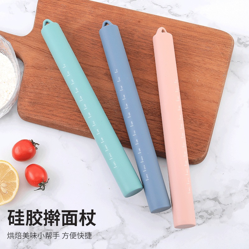 Silicone Food-Grade Rolling Pin Household Rolling Pin Baking Specialty Graduated Flour Roller Pastry and Dumpling Kneading Roller