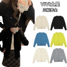 vivi土星家西太圆领针织衫开衫秋冬新款彩色徽章刺绣女生时尚单品