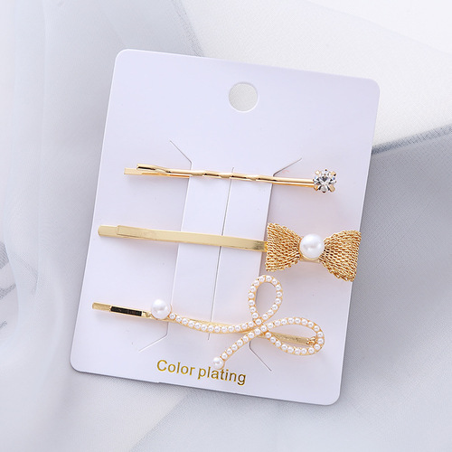 Japanese and Korean Minimalist Style DIY Famous Person Hair Clips with Metal Plating, Pearl, Crystal, and Diamond Eyebrow Clips for Women, Wholesale Hair Accessories