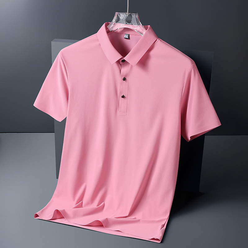 Camiseta de polo de hielo sin marcas de verano hombre elástico ligero de negocios frío camiseta de color sólido secado rápido casual manga corta al por mayor