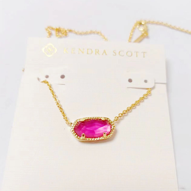 Ins European and American foreign trade simple oval rose red crystal tartar short necklace necklace clavicle chain