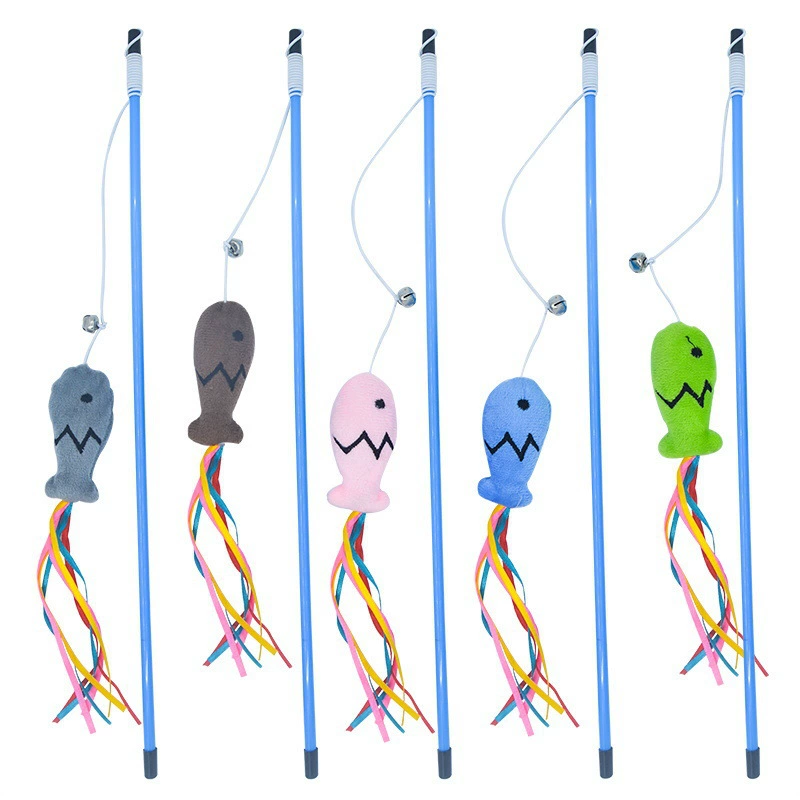 Новый Кот Игрушка Синий Стержень Мятный Лента Рыба Амазонка Трансграничные Интернет Знаменитости Кошка Палка Кошка Сумасшедшая Игрушка