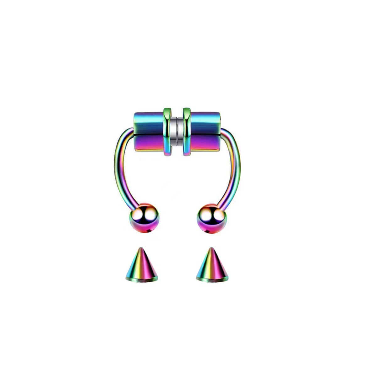 Magnetic Nose Ring Stainless Steel, 10/12 mm, Magnetic Closure, Multiple Colors