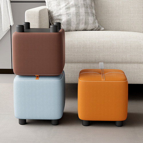Small stool for home use modern simple sofa stool short stool square stool soft package internet celebrity small shoe changing stool living room small board stool 