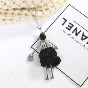 New Cross-Border Rose Lace Doll Necklace Dancing Girl Sweater Chain Personalized Clothing Accessories Decoration