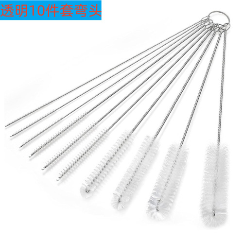 Set of straw brushes, best-selling on Amazon, nylon cleaning brush set, kitchen cup brush, stainless steel bristle brush