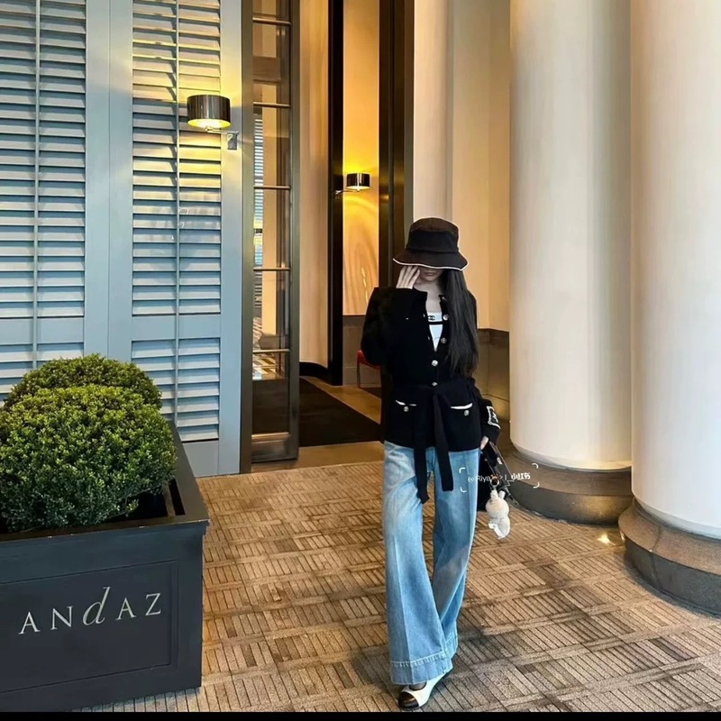 小香风毛衣外套女气质名媛重工字母刺绣长袖上衣系带收腰针织开衫|undefined